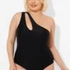 Black Cut Out One Shoulder One Piece Swimsuit 2 Black Cut Out One Shoulder One Piece Swimsuit -Meetcurve Shop b deop182001 1
