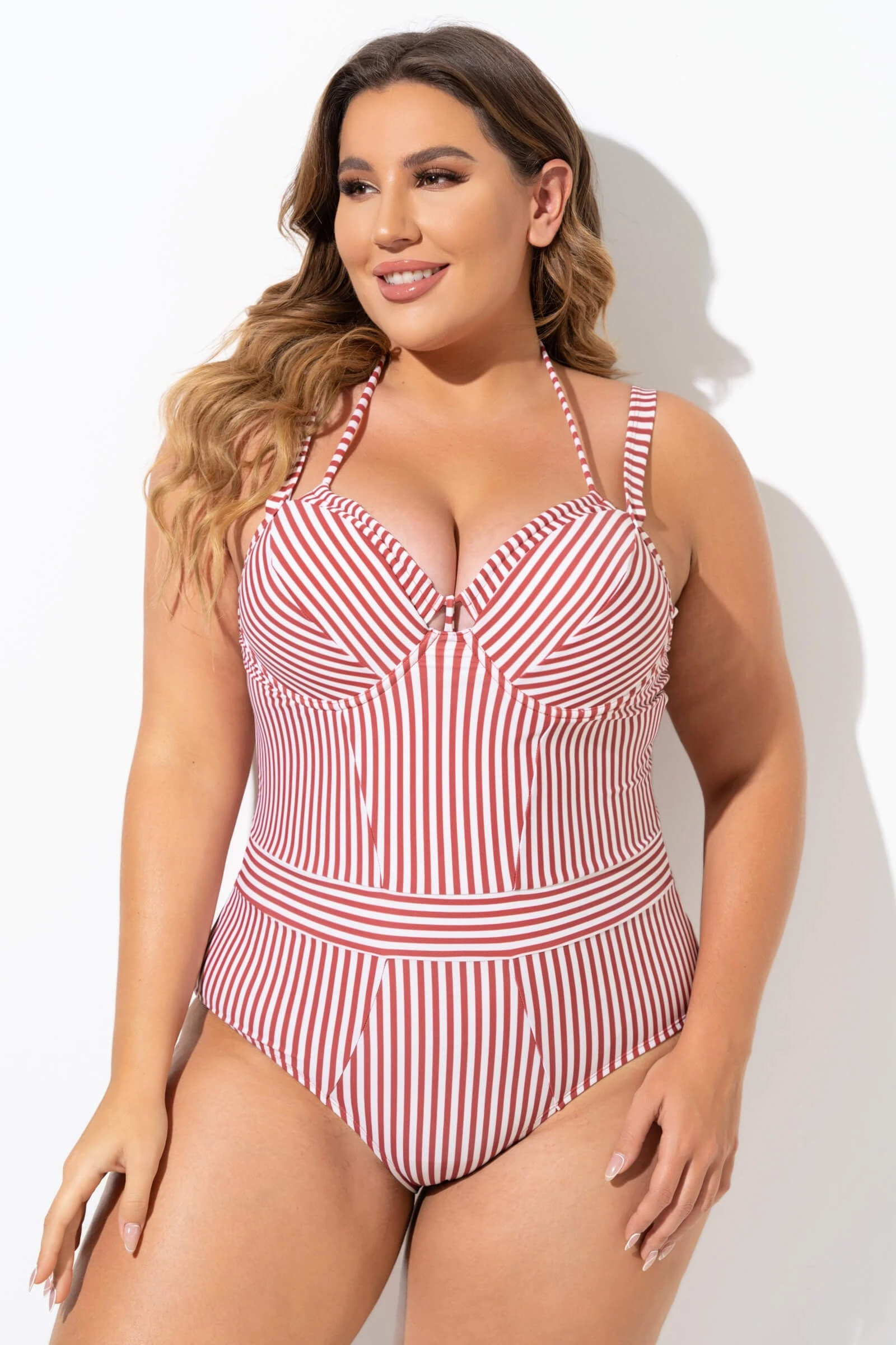 Vintage Red Stripe Underwire One Piece Swimsuit 7 Vintage Red Stripe Underwire One Piece Swimsuit - Image 5