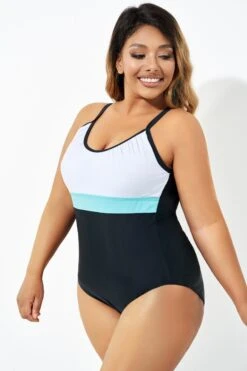 Color Block Print Open Back One Piece Swimsuit -Meetcurve Shop b deop222001 5 1