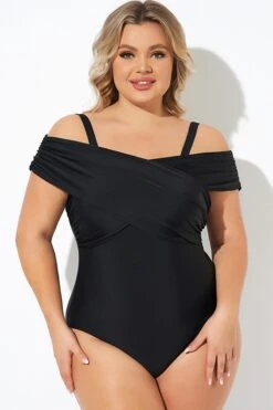 Black Crisscross Convertible Front Lined One Piece Swimsuit -Meetcurve Shop b deop270001 3