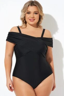 Black Crisscross Convertible Front Lined One Piece Swimsuit -Meetcurve Shop b deop270001 5