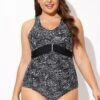 Black & White Zebra Print Ruched Front One Piece Swimsuit 1 Black & White Zebra Print Ruched Front One Piece Swimsuit -Meetcurve Shop b deop278001 1 1