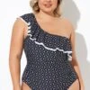 One Shoulder Ruffles Asymmetrical One Piece Swimsuit -Meetcurve Shop b deop279001 1
