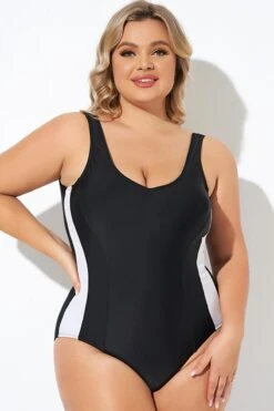 Black And White White Inserts Lady One Piece Swimsuit 8 Black And White White Inserts Lady One Piece Swimsuit -Meetcurve Shop b deop280001 1