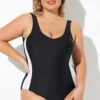 Black And White White Inserts Lady One Piece Swimsuit -Meetcurve Shop b deop280001 1 2