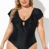 Black Sexy Cut Out Sleeves One Piece Swimsuit -Meetcurve Shop b deop282001 1 1
