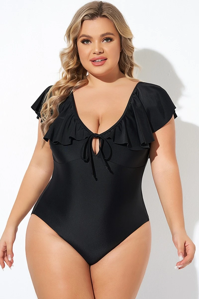 Black Sexy Cut Out Sleeves One Piece Swimsuit 3 Black Sexy Cut Out Sleeves One Piece Swimsuit
