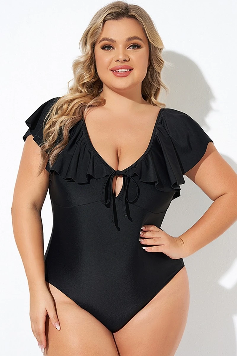 Black Sexy Cut Out Sleeves One Piece Swimsuit 5 Black Sexy Cut Out Sleeves One Piece Swimsuit - Image 3