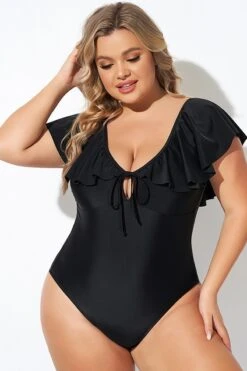 Black Sexy Cut Out Sleeves One Piece Swimsuit 11 Black Sexy Cut Out Sleeves One Piece Swimsuit -Meetcurve Shop b deop282001 4