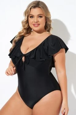 Black Sexy Cut Out Sleeves One Piece Swimsuit 12 Black Sexy Cut Out Sleeves One Piece Swimsuit -Meetcurve Shop b deop282001 5