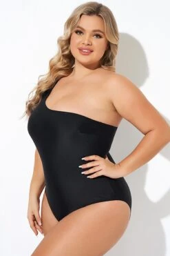 Black Flutter Sleeve One Shoulder One Piece Swimsuit 13 Black Flutter Sleeve One Shoulder One Piece Swimsuit -Meetcurve Shop b deop283001 6