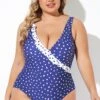 Navy Polka Dot Frill One Piece Swimsuit 1 Navy Polka Dot Frill One Piece Swimsuit -Meetcurve Shop b deop284001 3