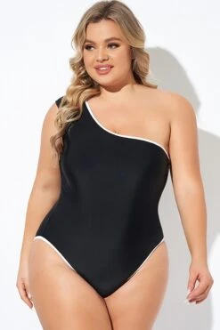 Touche One-Shoulder One Piece Swimsuit 11 Touche One-Shoulder One Piece Swimsuit -Meetcurve Shop b deop286001 4