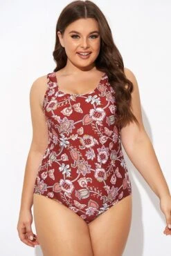 Flower Scoop Neck And Back One Piece Swimsuit -Meetcurve Shop b deop291001 3