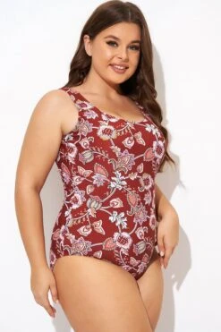 Flower Scoop Neck And Back One Piece Swimsuit -Meetcurve Shop b deop291001 6