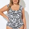 Tummy Control Cap Sleeve X-Back One Piece Swimsuit -Meetcurve Shop b deop292001 1 1