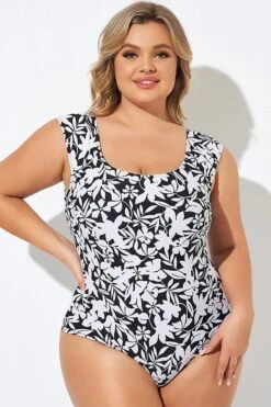Tummy Control Cap Sleeve X-Back One Piece Swimsuit -Meetcurve Shop b deop292001 6