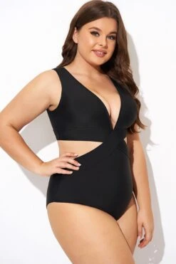 Black Cut Out Plunge Back Hook One Piece Swimsuit 13 Black Cut Out Plunge Back Hook One Piece Swimsuit -Meetcurve Shop b deop299001 6