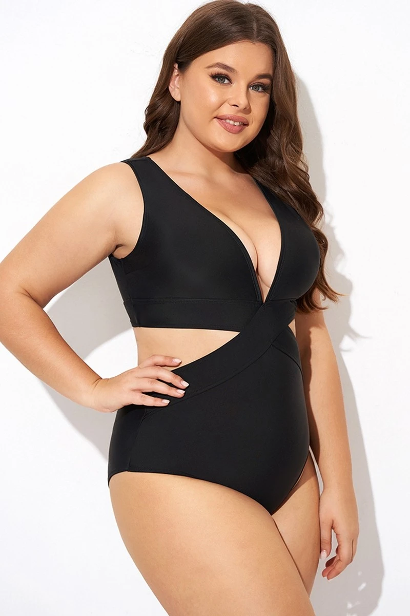 Black Cut Out Plunge Back Hook One Piece Swimsuit 8 Black Cut Out Plunge Back Hook One Piece Swimsuit - Image 6