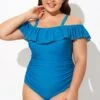 Ruffled V-neckline Adjustable Shoulder Straps One Piece Swimsuit 1 Ruffled V-neckline Adjustable Shoulder Straps One Piece Swimsuit -Meetcurve Shop b deop304001 5