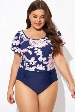 Cap Sleeve Scoop Backline One Piece Swimsuit -Meetcurve Shop b deop305001 1