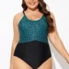 Green Leopard Print Back Cut Out One Piece Swimsuit -Meetcurve Shop b deop306001 1