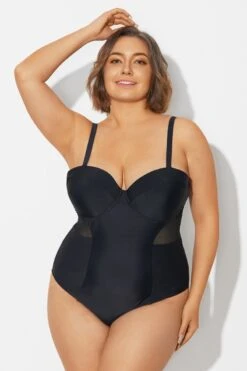 Plus Size Mesh Underwire One Piece Swimsuit -Meetcurve Shop b deop313001 4