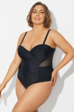 Plus Size Mesh Underwire One Piece Swimsuit -Meetcurve Shop b deop313001 6