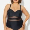 Plus Size Mesh Stitching Sling One Piece Swimsuit -Meetcurve Shop b deop314001 1
