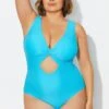 Blue Twist Knot Shimmer One Piece Swimsuit -Meetcurve Shop b deop315001 1