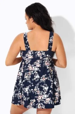 Floral Print Lotus Tie Front Women's Swimdress -Meetcurve Shop b desd001008 3