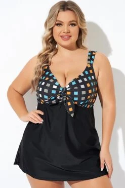 Graceful Tie Front Sweetheart Neckline Swimdress -Meetcurve Shop b desd001011 3