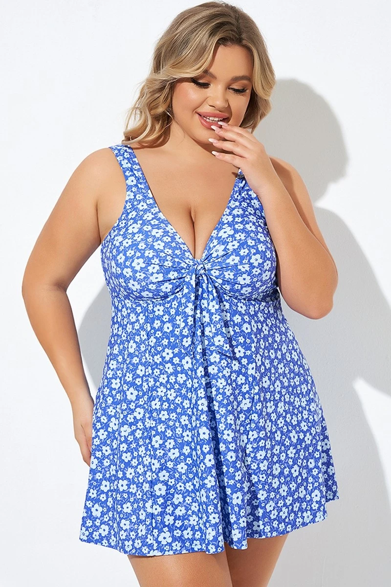 Floral Printed Tie Front V-Neck Swimdress 8 Floral Printed Tie Front V-Neck Swimdress - Image 6