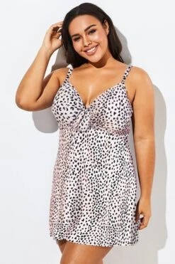Leopard Tie Front V-neck Swimdress For Women 8 Leopard Tie Front V-neck Swimdress For Women -Meetcurve Shop b desd006007 33