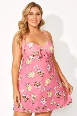 Flower Printed Self-tie Lovely Halter Swimdress