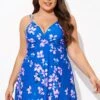 Purple Butterfly Print V-neck Loop Strap Swimdress 2 Purple Butterfly Print V-neck Loop Strap Swimdress -Meetcurve Shop b desd029001 1