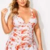 Tie Dye Printed Adjustable Straps Elegant Swimdress -Meetcurve Shop b desd030002 1