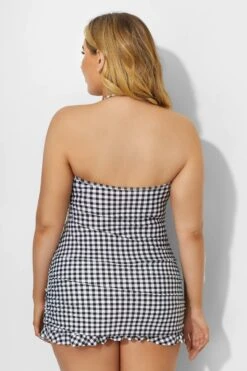 Lattice Bandeau Neckline Fringe Ruffle Hem Swimdress -Meetcurve Shop b desd033002 4