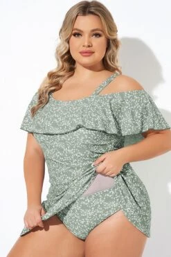 Floral Ruffle Cold Shoulder Women Swimdress -Meetcurve Shop b desd049004 3 1