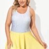 Classic Stripe Round Collar Swimdress For Lady 2 Classic Stripe Round Collar Swimdress For Lady -Meetcurve Shop b desd060001 1