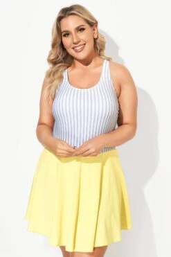 Classic Stripe Round Collar Swimdress For Lady 9 Classic Stripe Round Collar Swimdress For Lady -Meetcurve Shop b desd060001 4