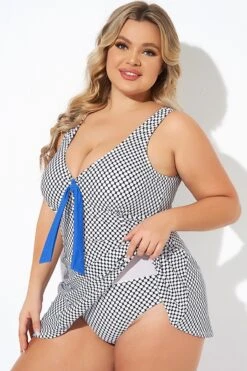 Dots Tie-Front Wide Shoulder Straps Swimdress 10 Dots Tie-Front Wide Shoulder Straps Swimdress -Meetcurve Shop b desd109001 3
