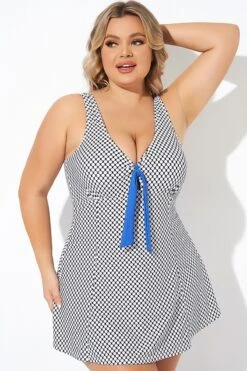 Dots Tie-Front Wide Shoulder Straps Swimdress 12 Dots Tie-Front Wide Shoulder Straps Swimdress -Meetcurve Shop b desd109001 5