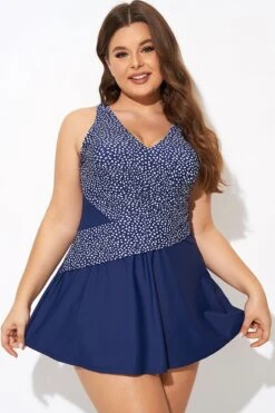 Silver Foil Dots Mesh-inset Wrap Swimdress