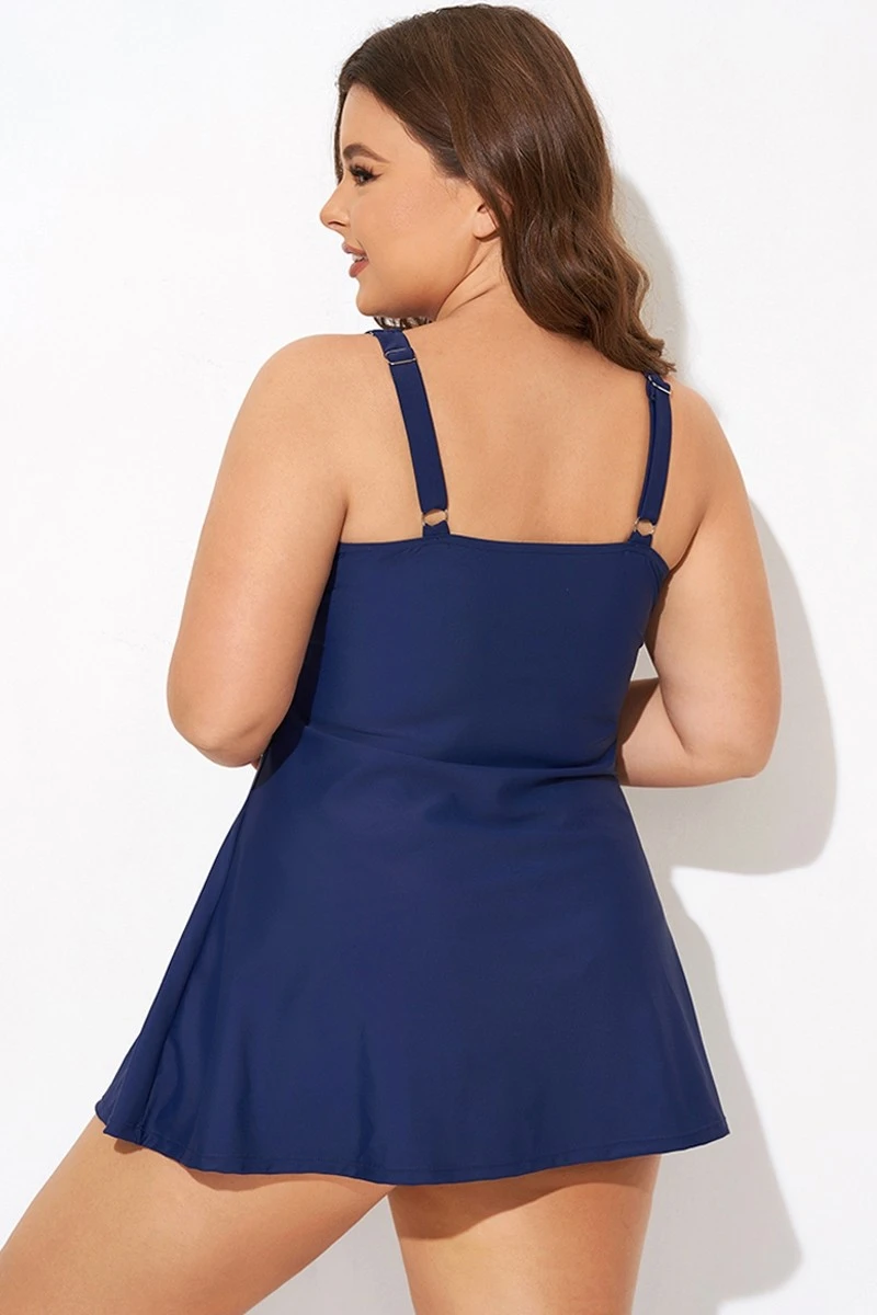 Silver Foil Dots Mesh-inset Wrap Swimdress 4 Silver Foil Dots Mesh-inset Wrap Swimdress - Image 2