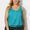 Green Scoopneck Polka Dots Women Tankini Top -Meetcurve Shop b detan003001t 3