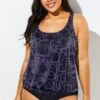 Black Racerback Beach Oversize Women Tankini Top -Meetcurve Shop b detan003006 11
