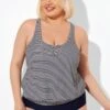Stripes Racerback Round Neck Blouson Tankini Top -Meetcurve Shop b detan003009 1