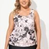 Flower Printed Women Charming Tankini Top 2 Flower Printed Women Charming Tankini Top -Meetcurve Shop b detan009004 1