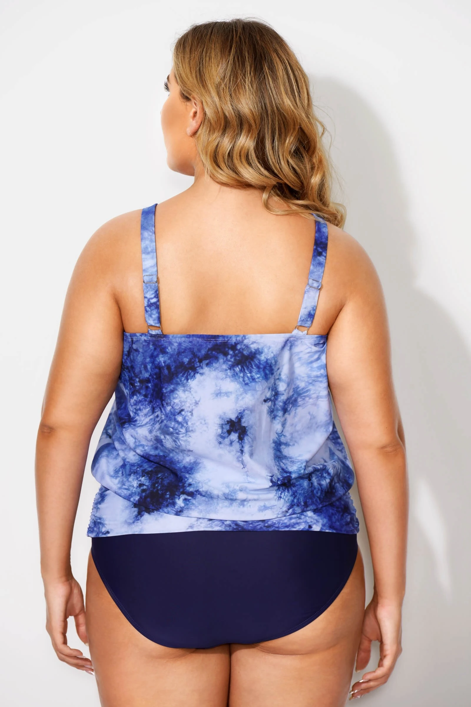 Tie Dye Printed Loop Strap Blouson Tankini Top 4 Tie Dye Printed Loop Strap Blouson Tankini Top - Image 2